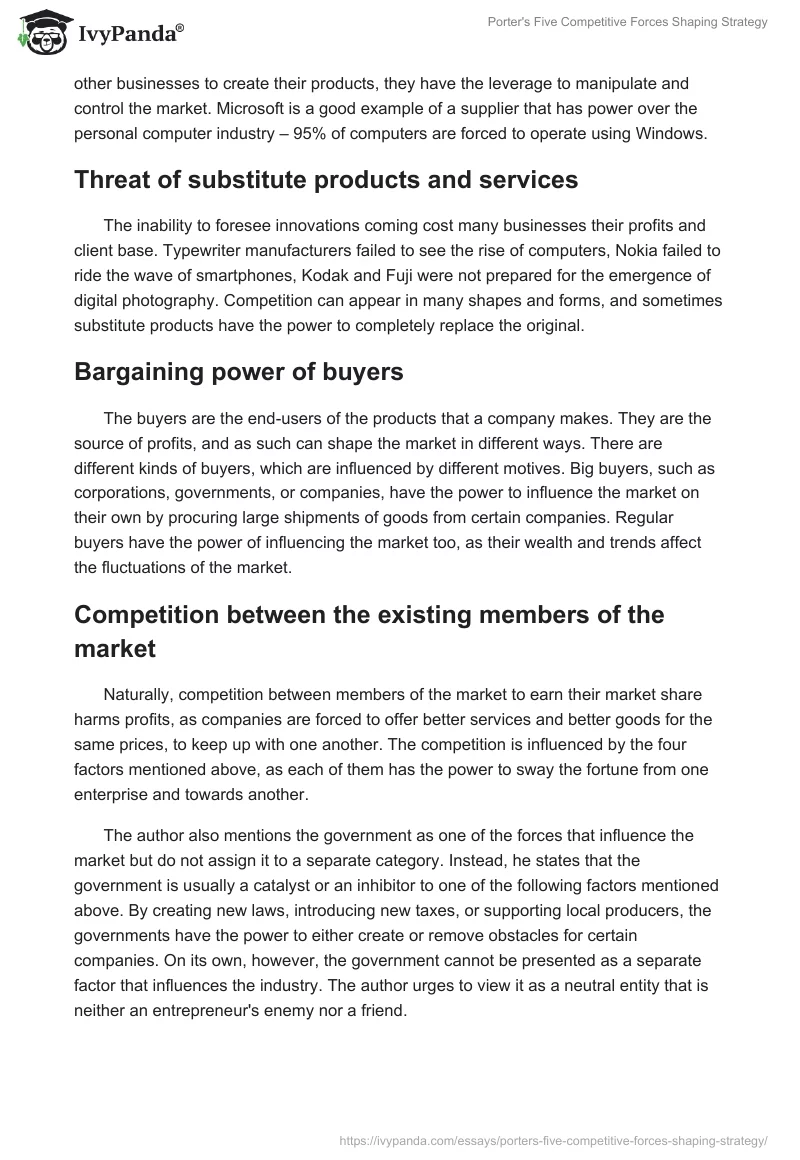 Porter's Five Competitive Forces Shaping Strategy. Page 2