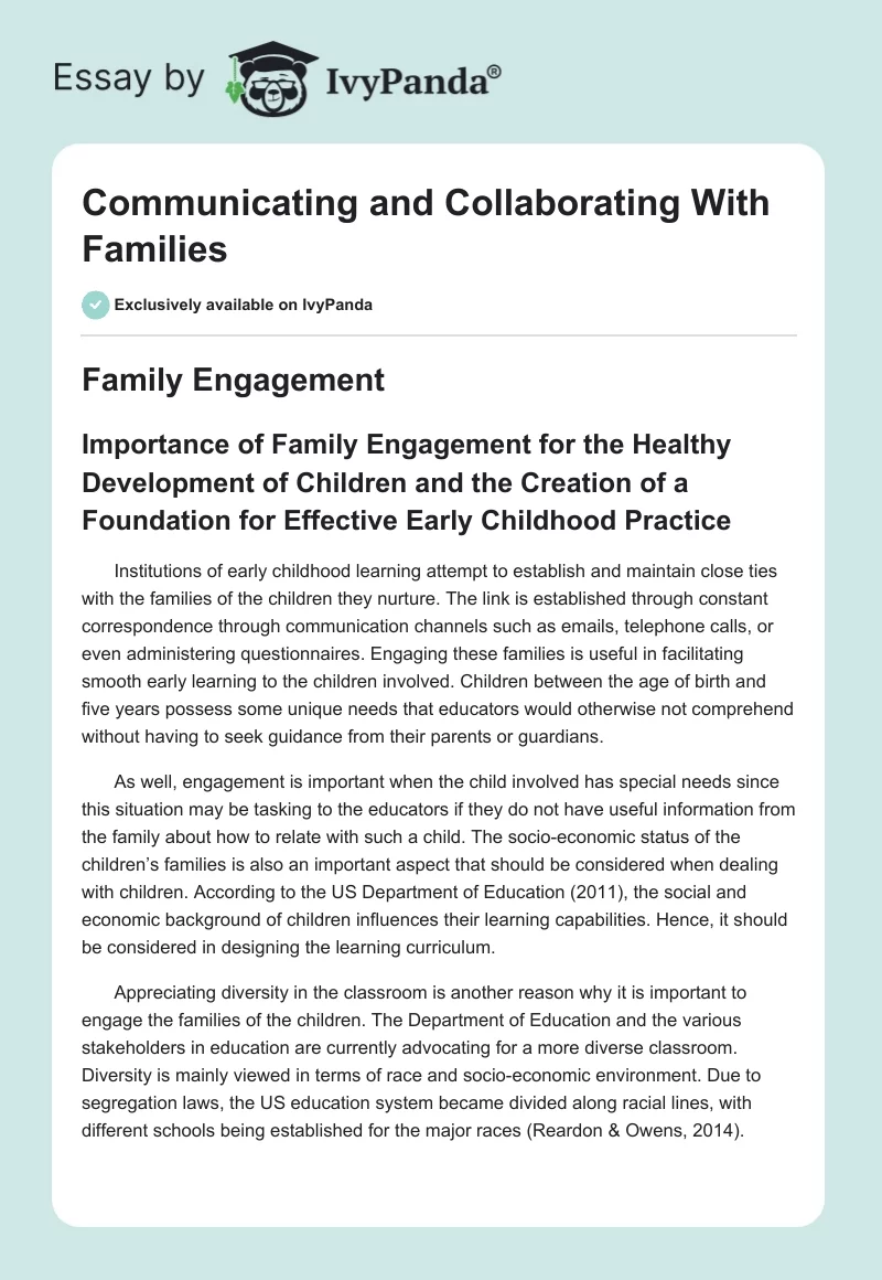 Communicating and Collaborating With Families. Page 1