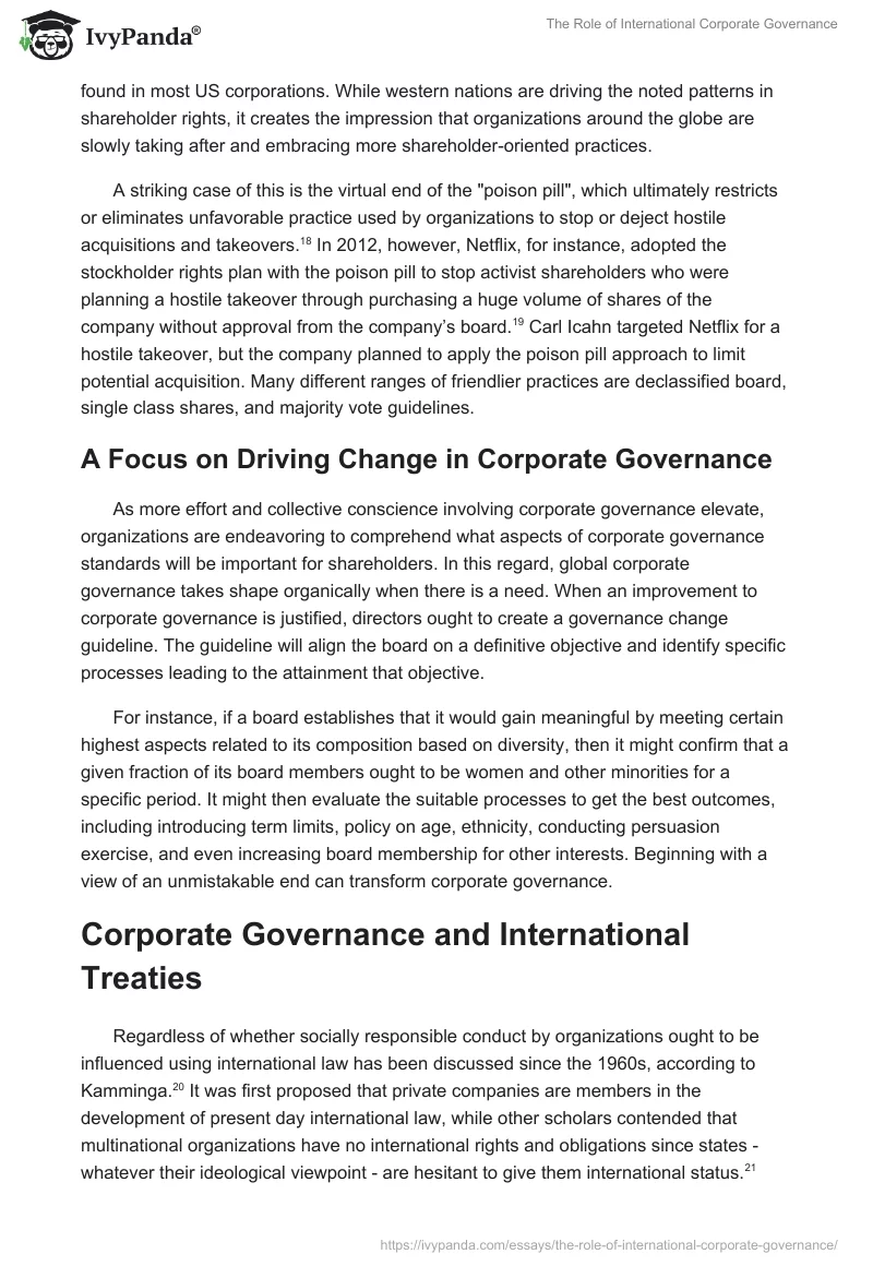 The Role of International Corporate Governance. Page 5