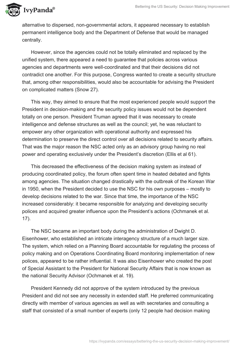 Bettering the US Security: Decision Making Improvement. Page 3