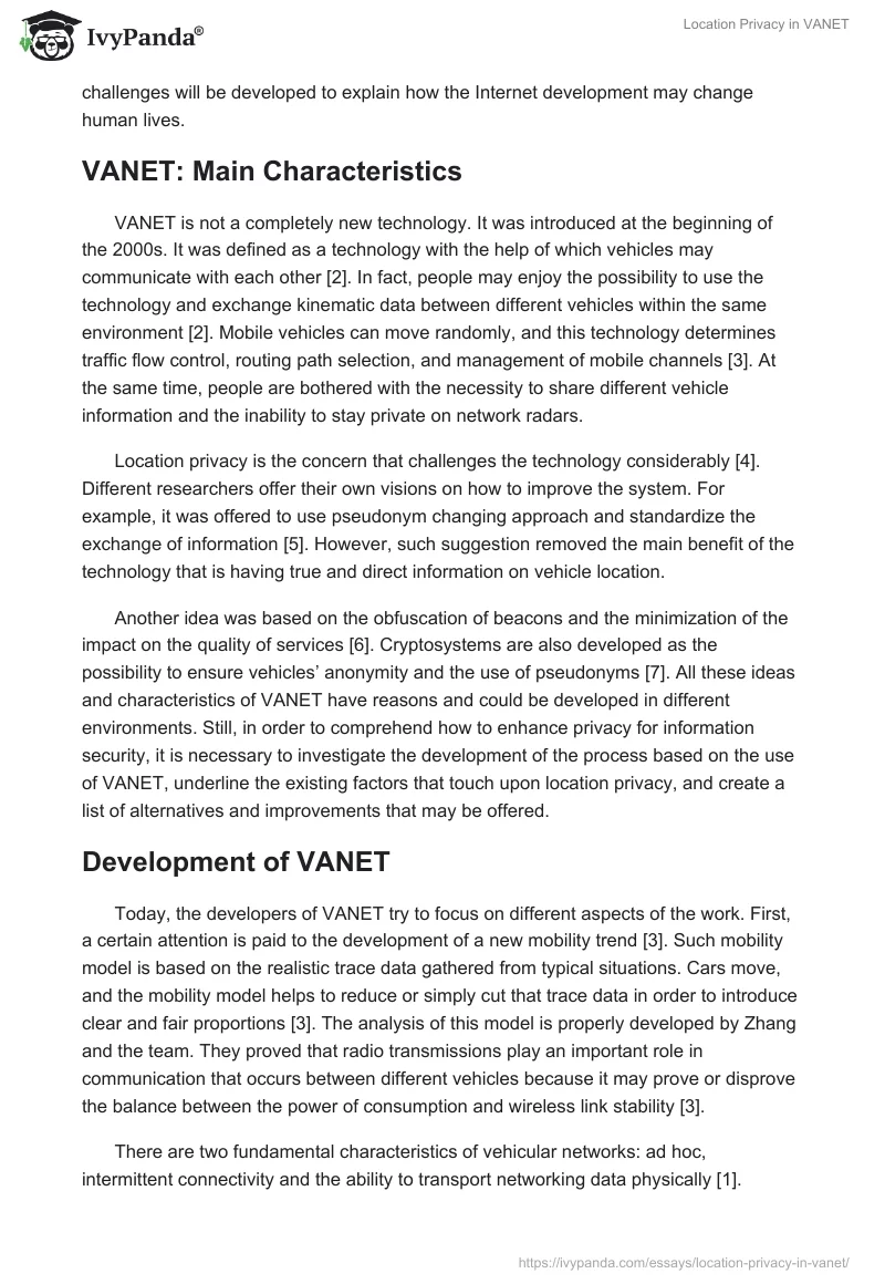 Location Privacy in VANET. Page 4