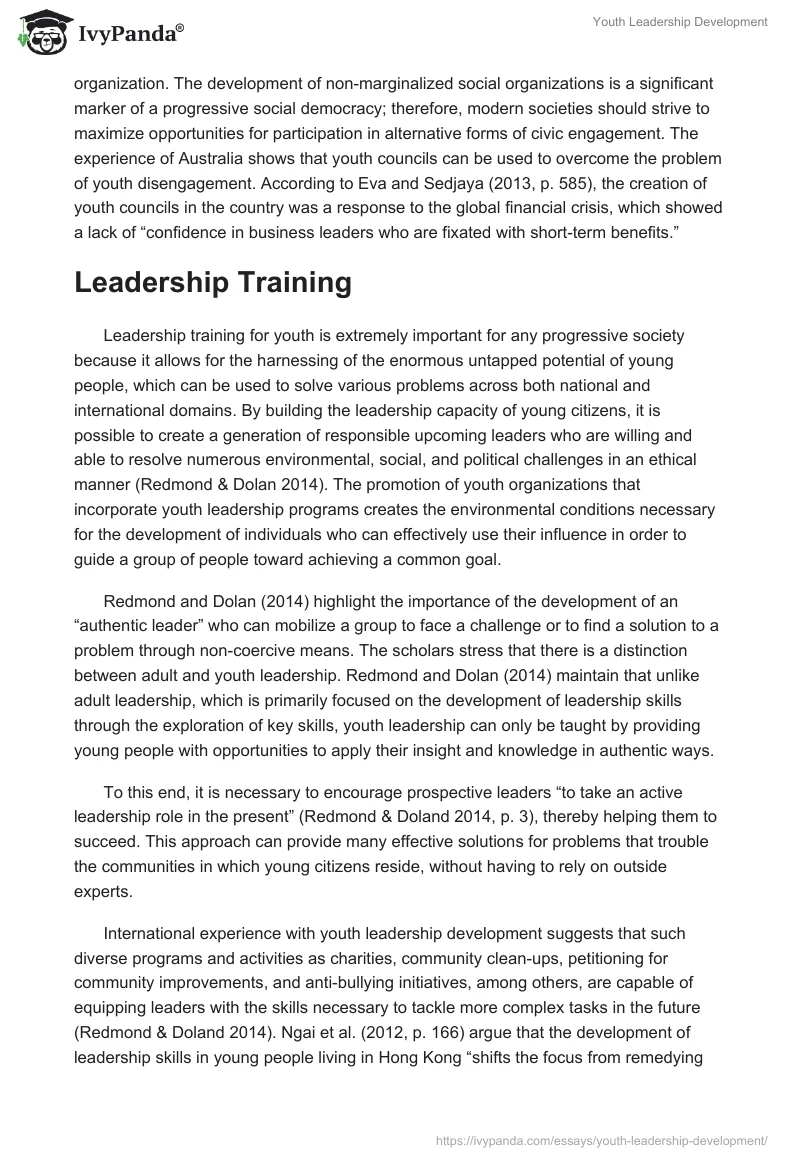 Youth Leadership Development. Page 3