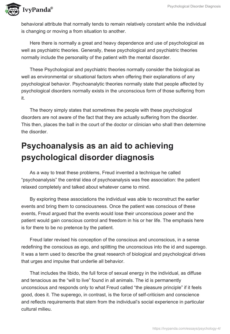 Psychological Disorder Diagnosis. Page 5