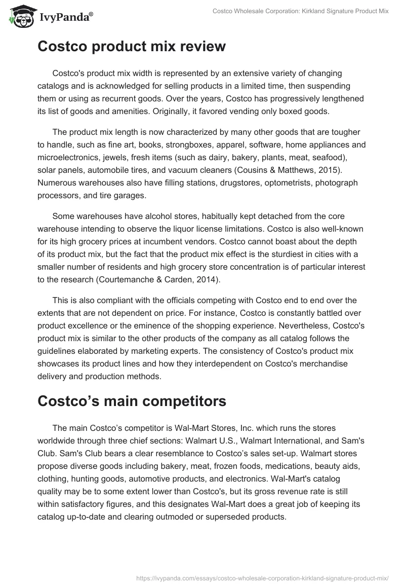 Costco Wholesale Corporation: Kirkland Signature Product Mix. Page 2