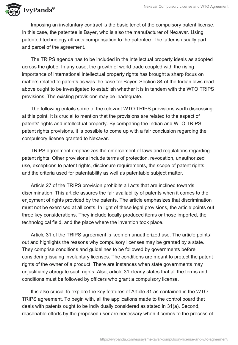 Nexavar Compulsory License and WTO Agreement. Page 2