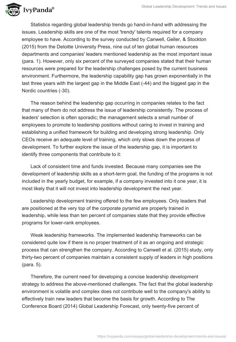 Global Leadership Development: Trends and Issues. Page 2