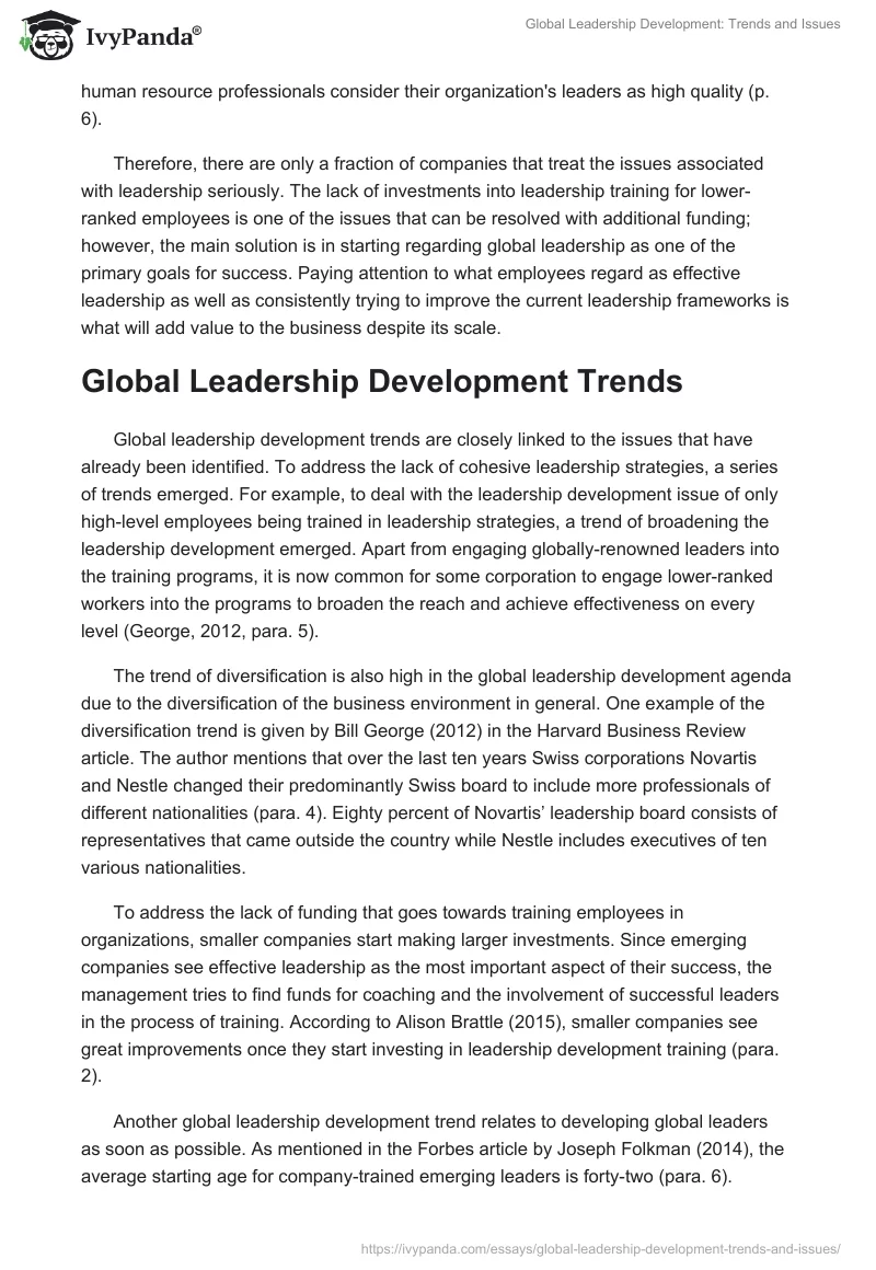 Global Leadership Development: Trends and Issues. Page 3