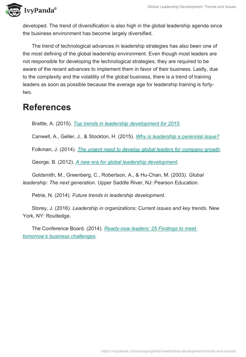 Global Leadership Development: Trends and Issues. Page 5