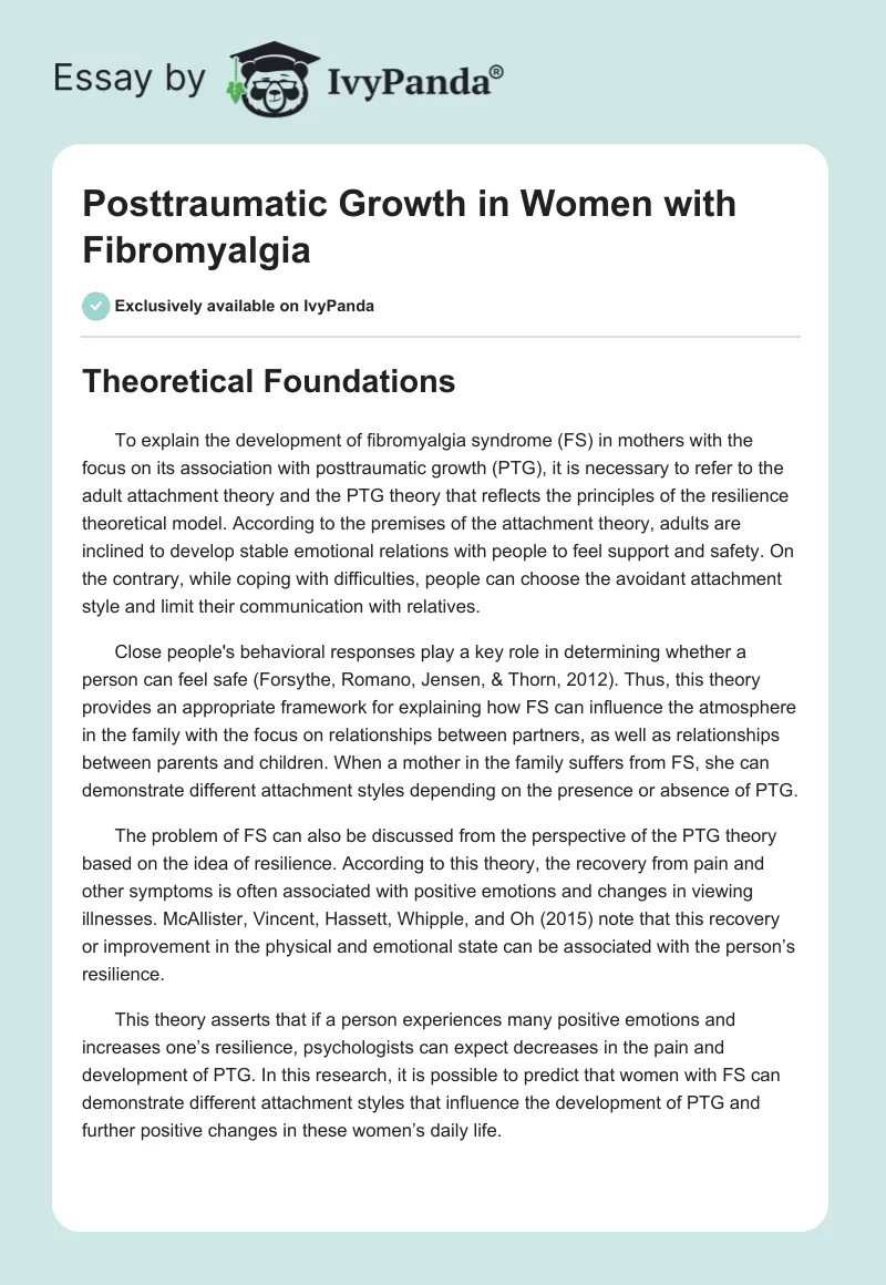 Posttraumatic Growth in Women With Fibromyalgia. Page 1