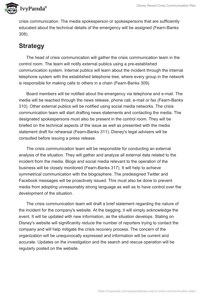 Disney Resort Crisis Communication Plan. Page 3