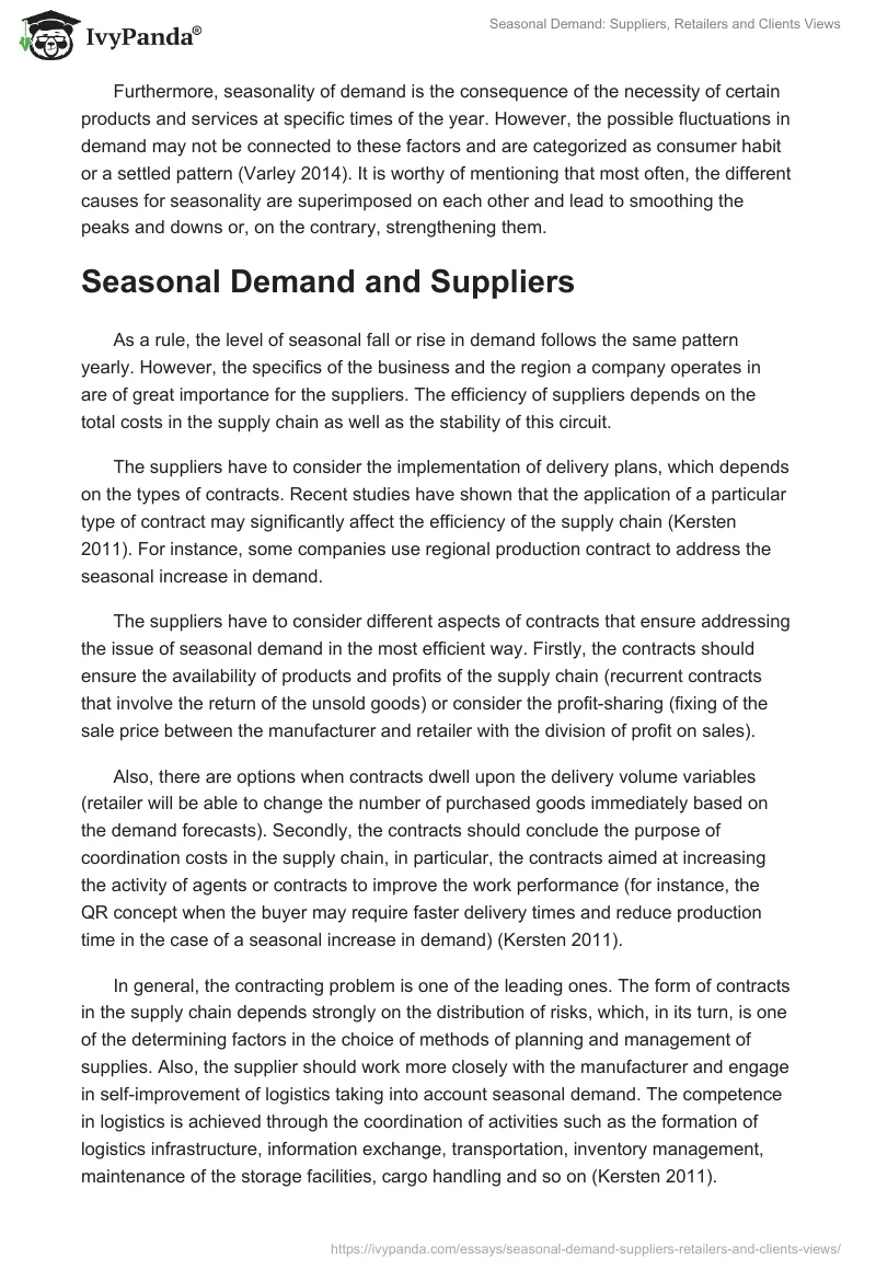 Seasonal Demand: Suppliers, Retailers and Clients Views. Page 2