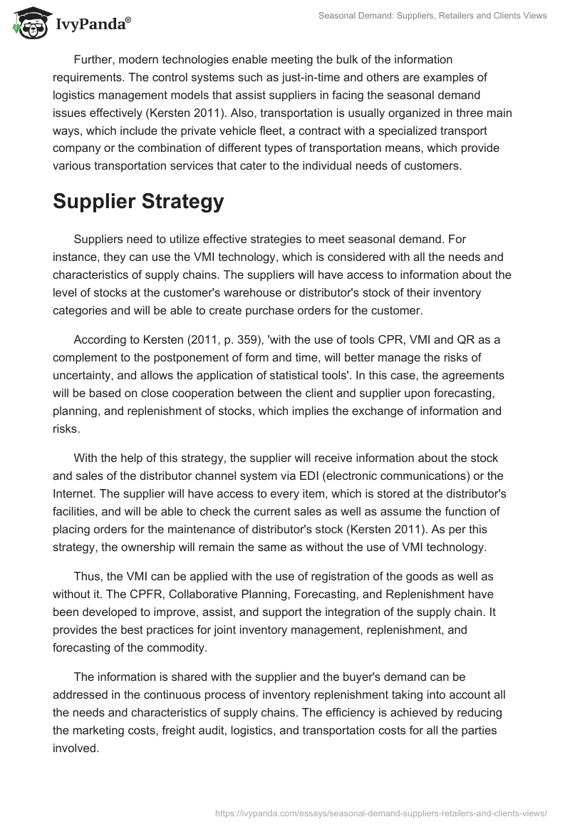 Seasonal Demand: Suppliers, Retailers and Clients Views. Page 3