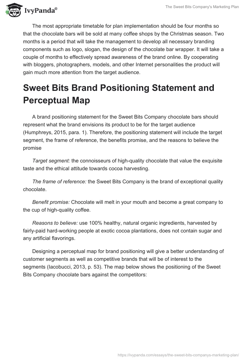 The Sweet Bits Company's Marketing Plan. Page 2