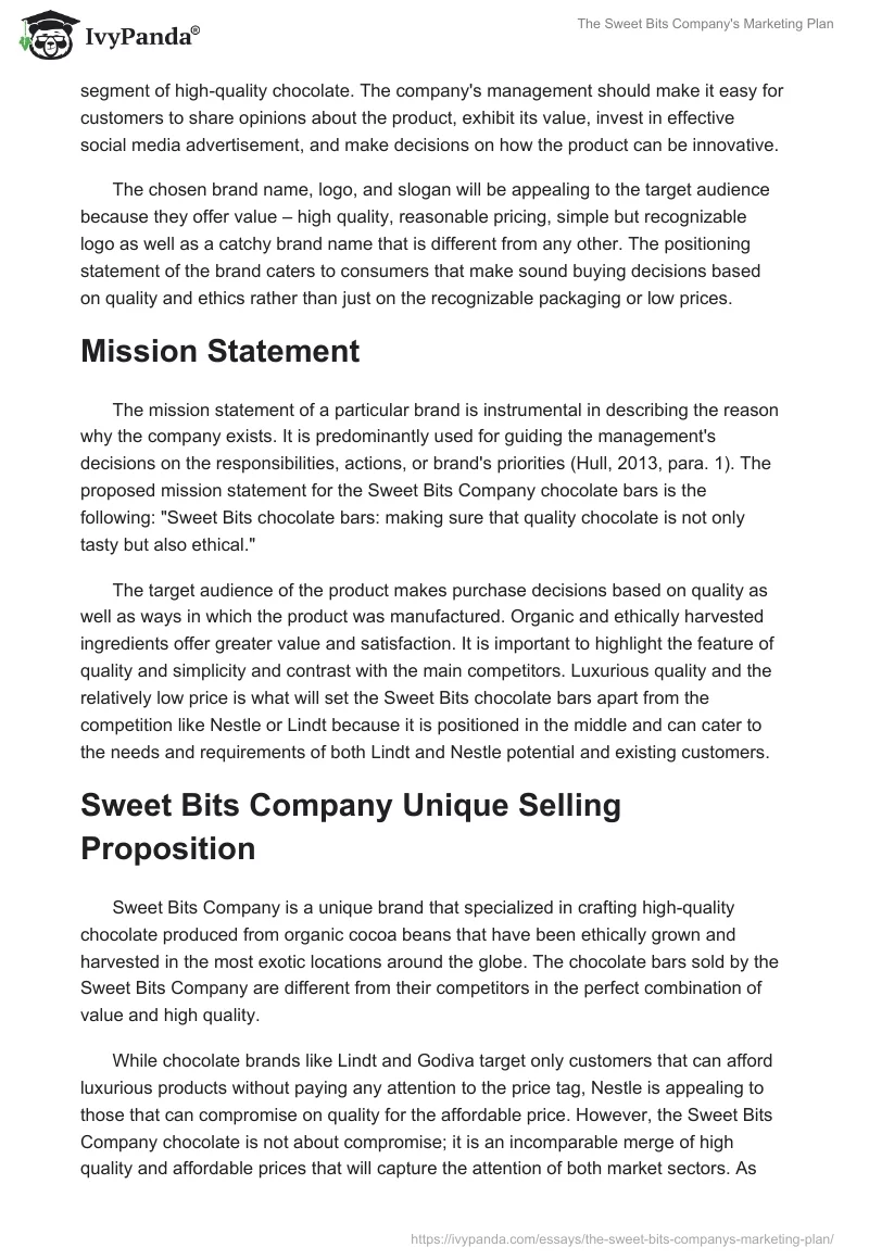 The Sweet Bits Company's Marketing Plan. Page 4