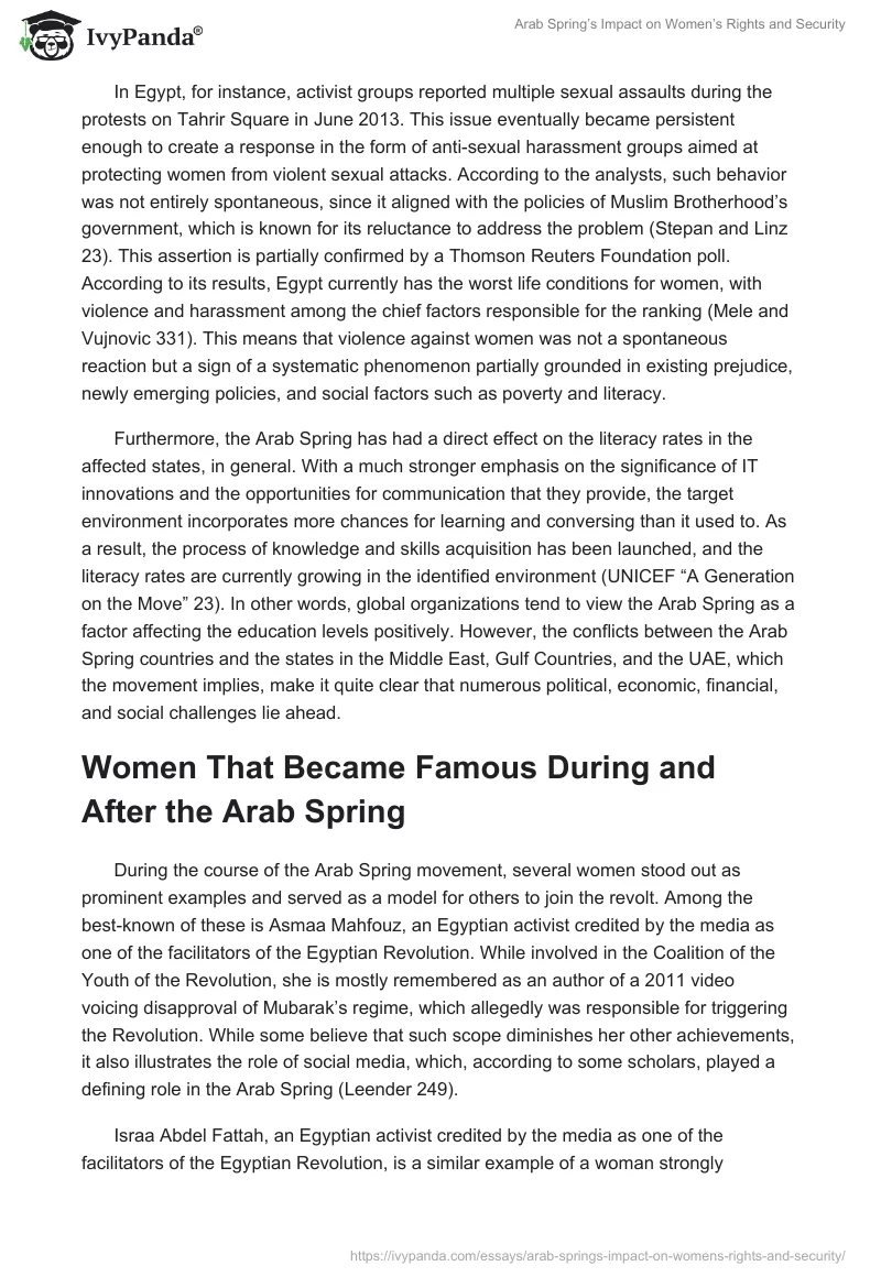 Arab Spring’s Impact on Women’s Rights and Security. Page 4