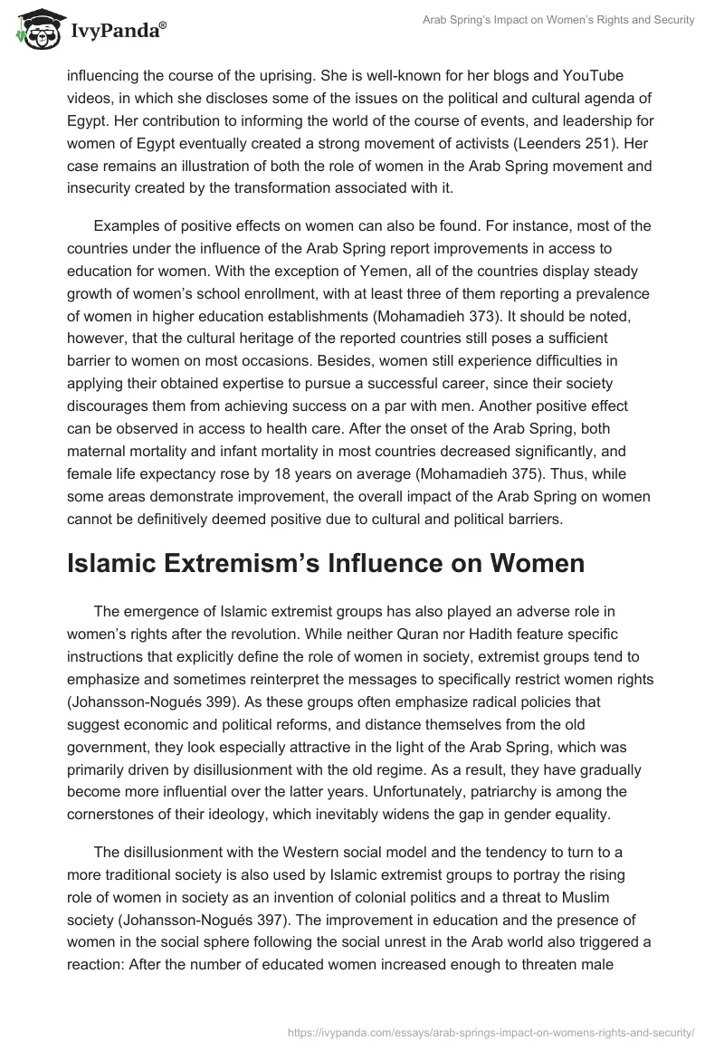 Arab Spring’s Impact on Women’s Rights and Security. Page 5