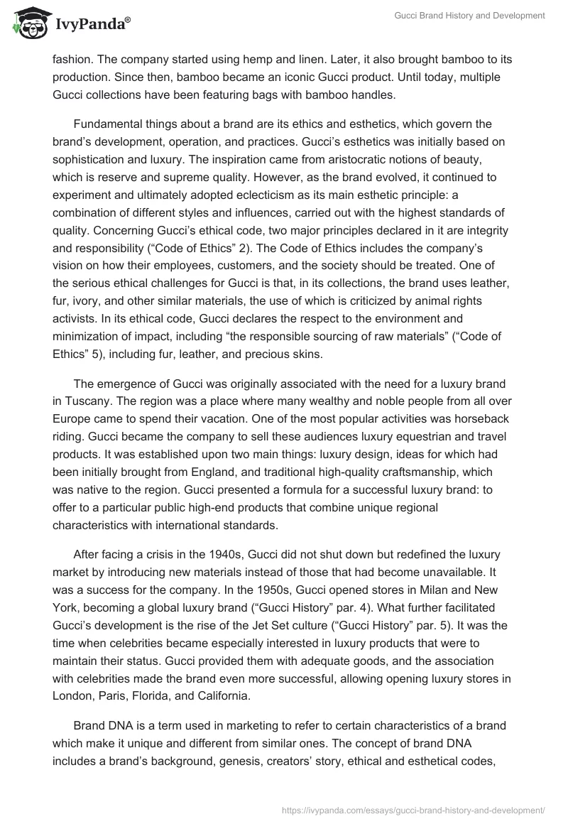 Gucci Brand History and Development. Page 2
