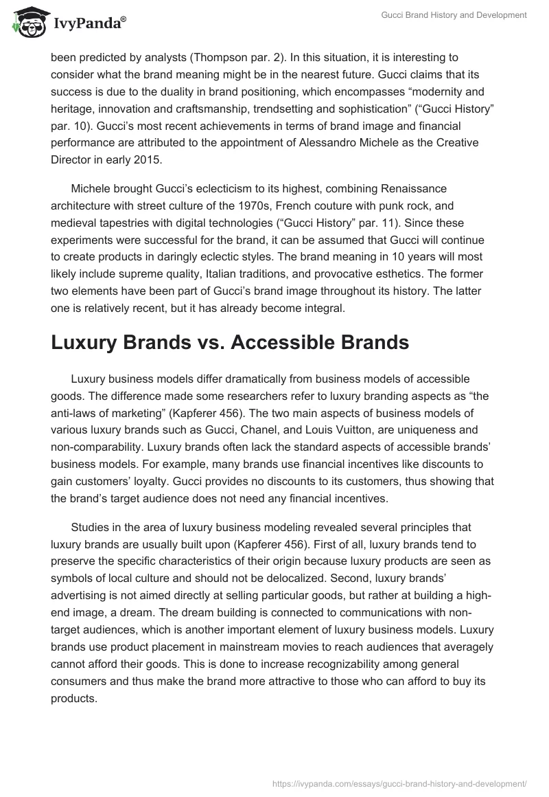 Gucci Brand History and Development. Page 5