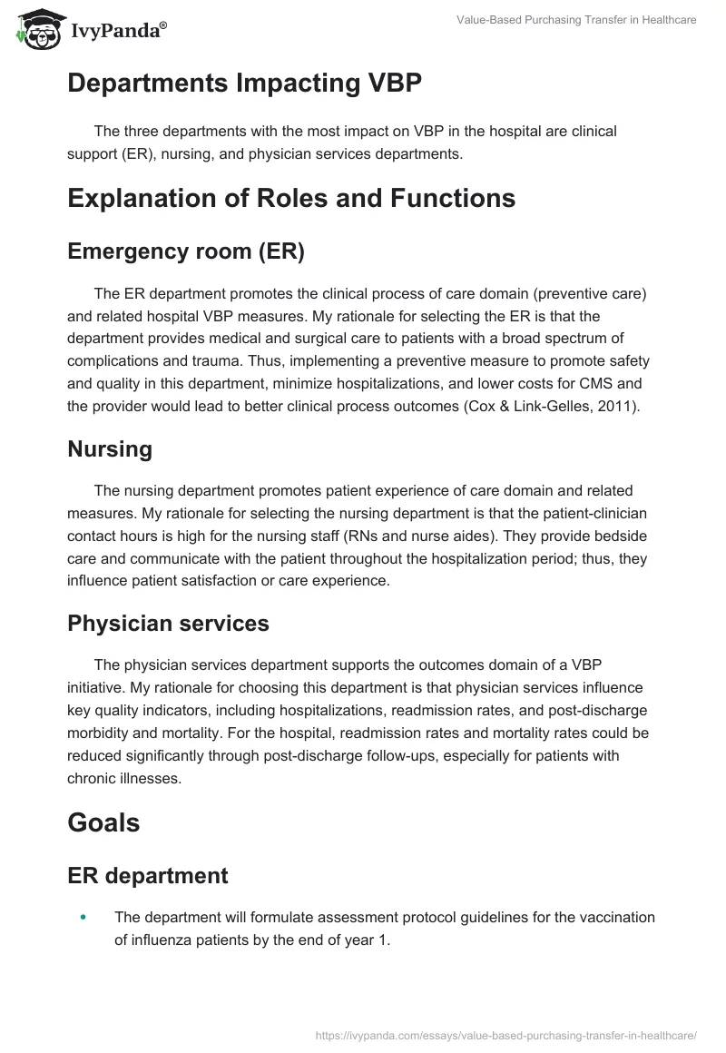 Value-Based Purchasing Transfer in Healthcare. Page 2