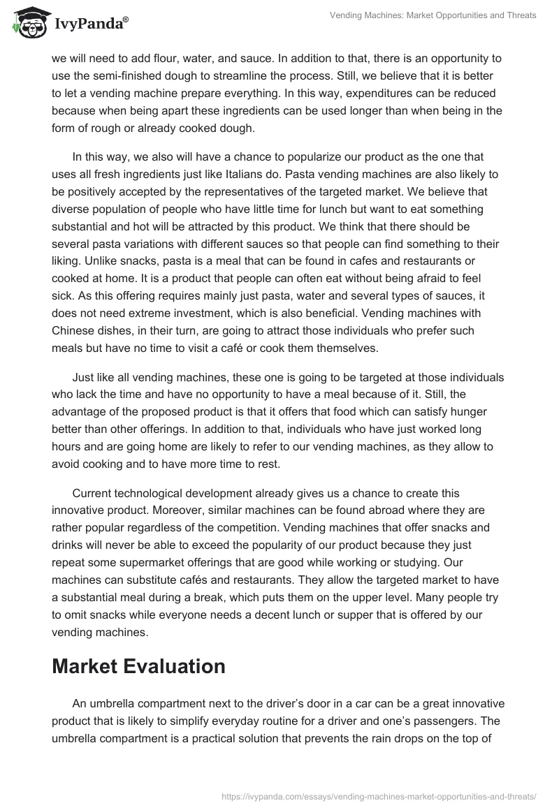 Vending Machines: Market Opportunities and Threats. Page 2