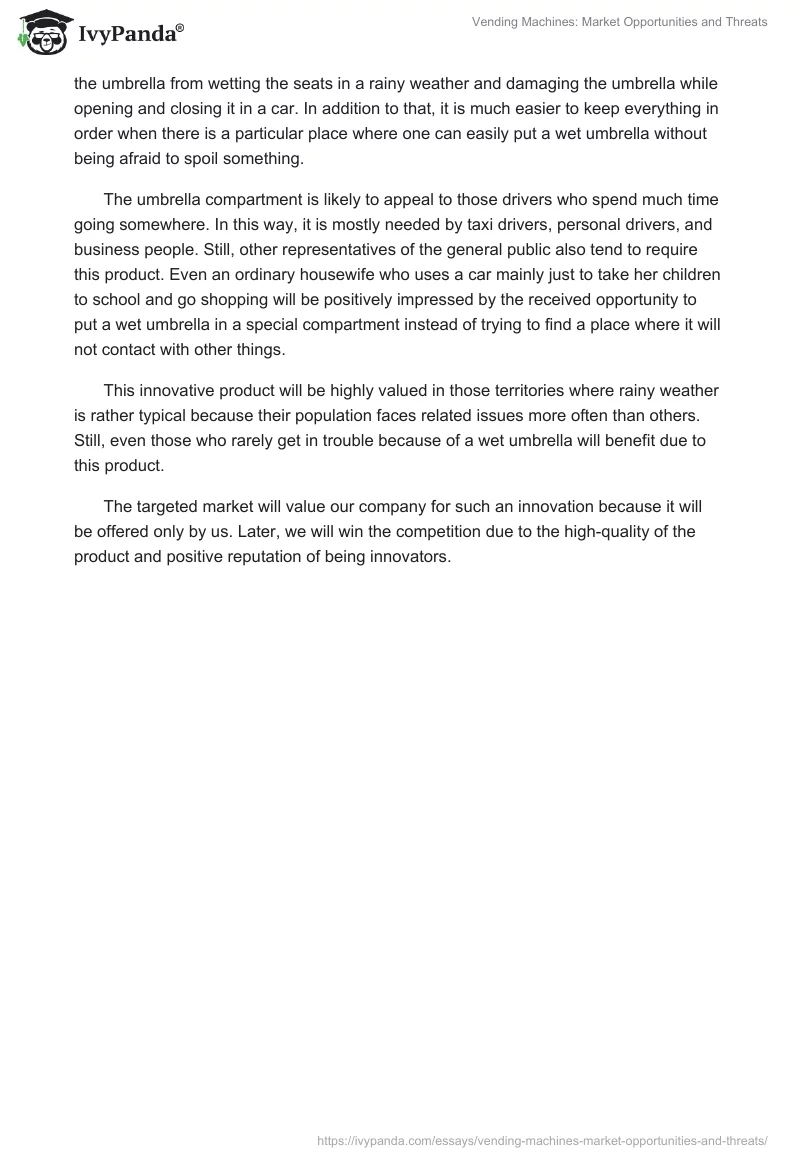 Vending Machines: Market Opportunities and Threats. Page 3