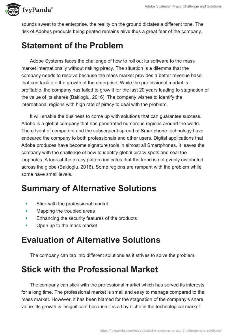Adobe Systems' Piracy Challenge and Solutions. Page 2
