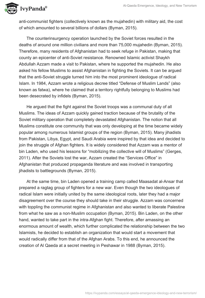 Al-Qaeda Emergence, Ideology, and New Terrorism. Page 2