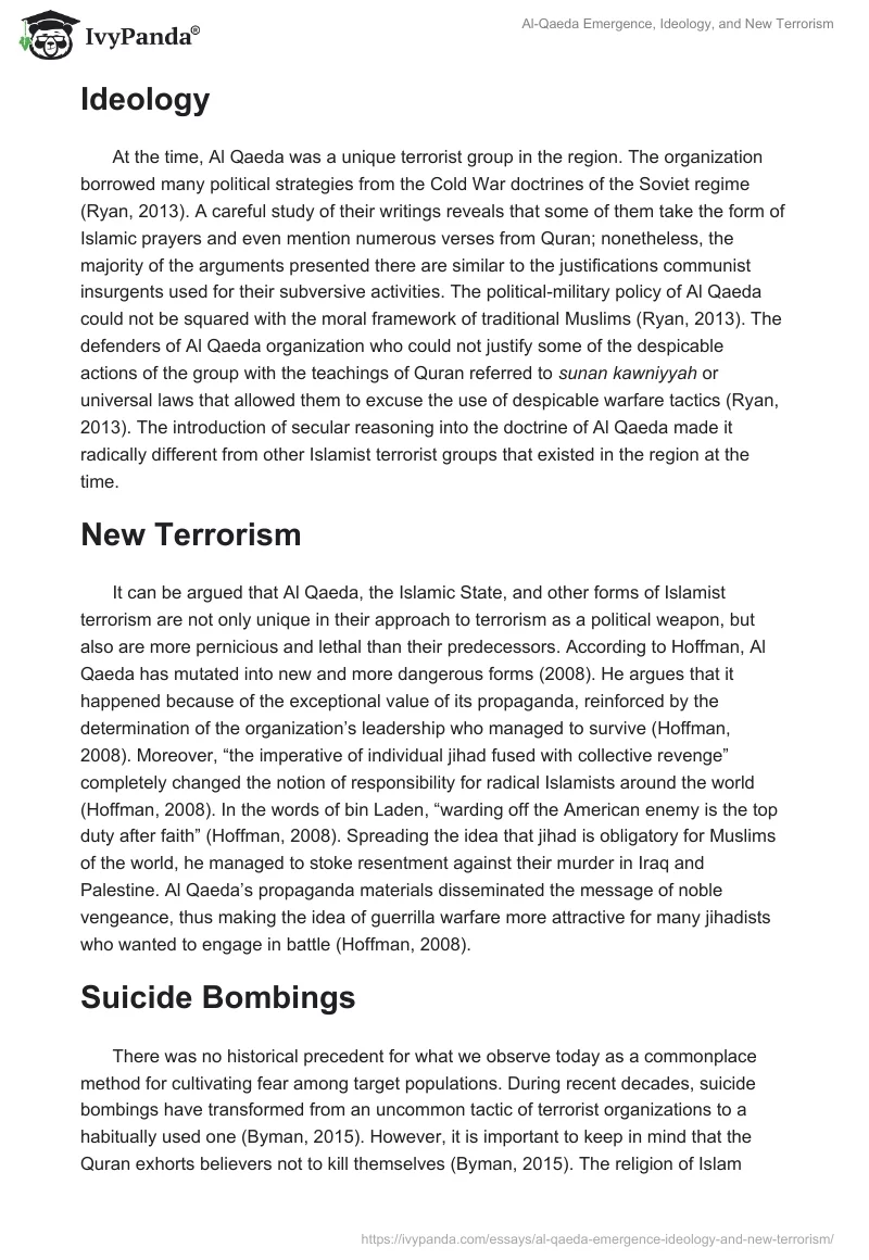 Al-Qaeda Emergence, Ideology, and New Terrorism. Page 3