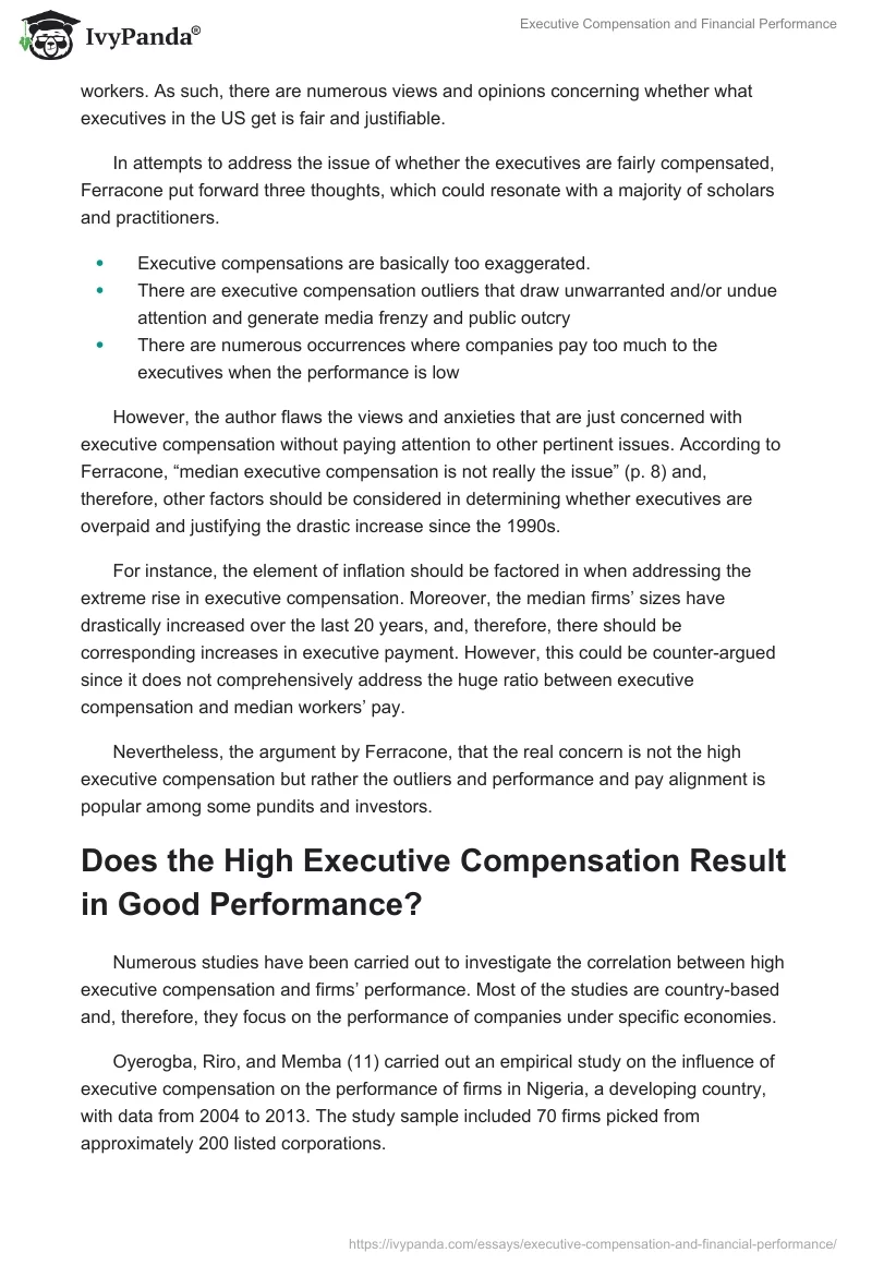 Executive Compensation and Financial Performance. Page 2