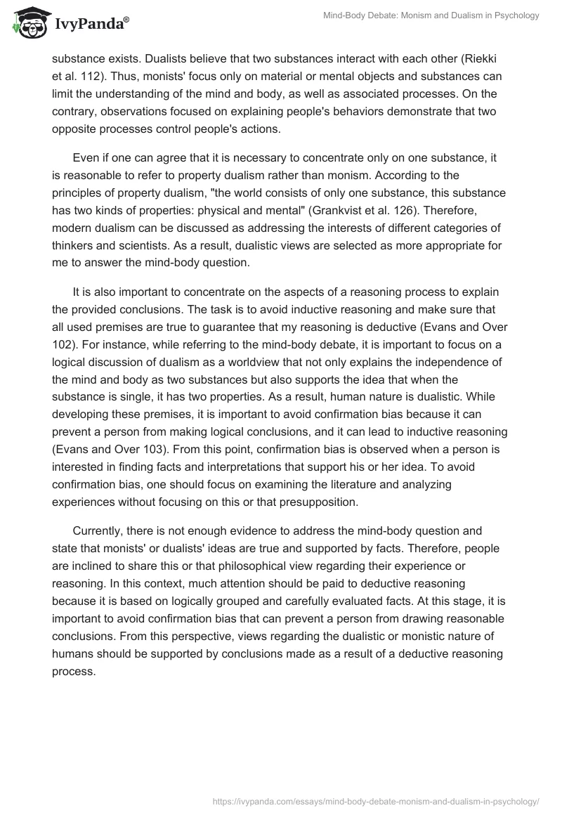 Mind-Body Debate: Monism and Dualism in Psychology. Page 2