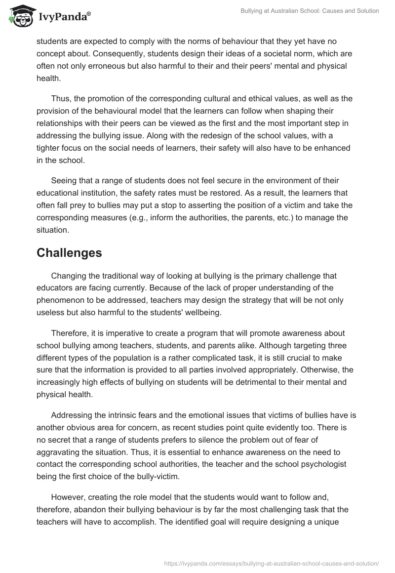 Bullying at Australian School: Causes and Solution. Page 5