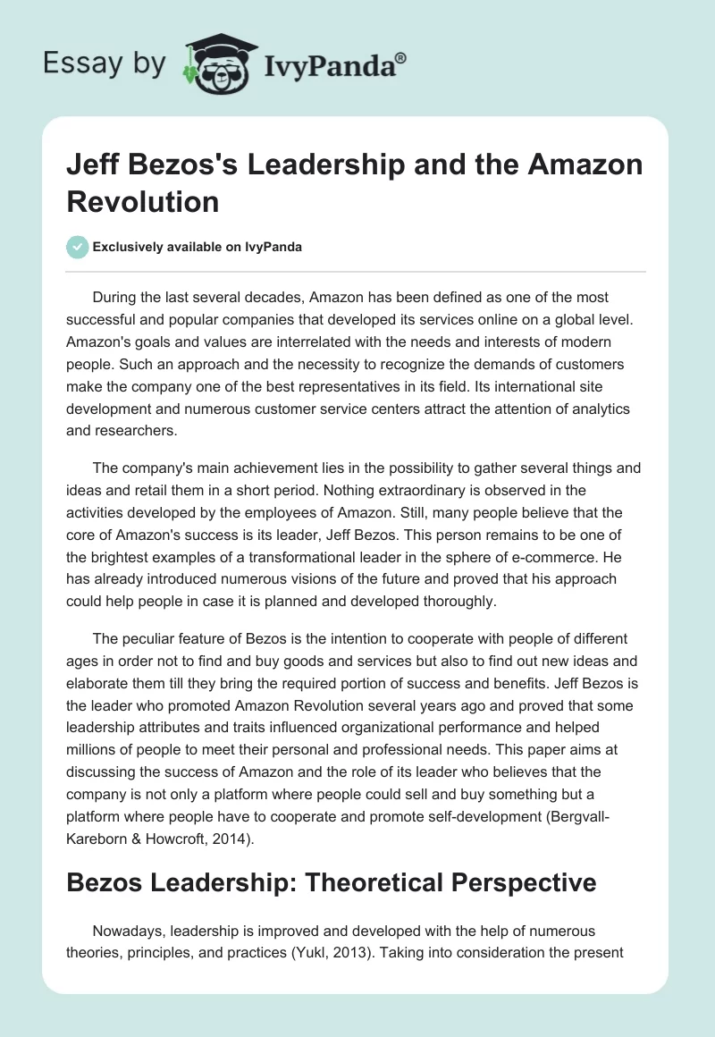 Jeff Bezos's Leadership and the Amazon Revolution. Page 1