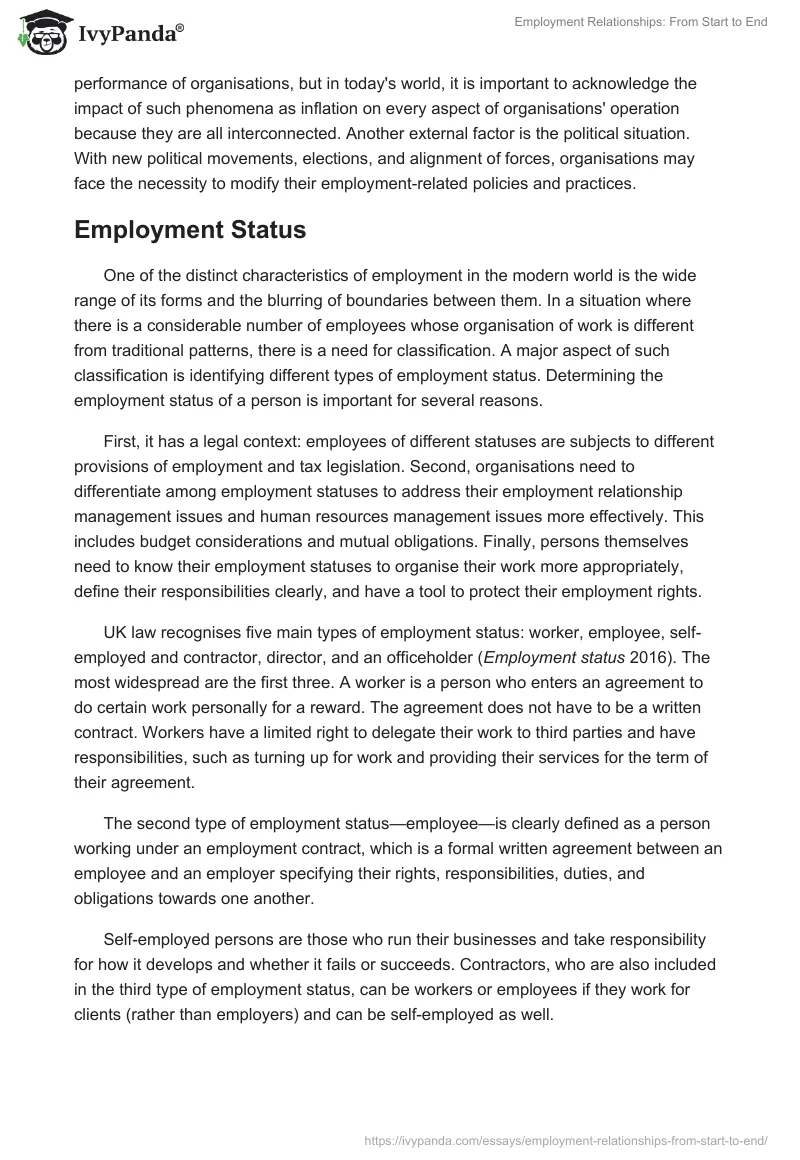Employment Relationships: From Start to End. Page 2