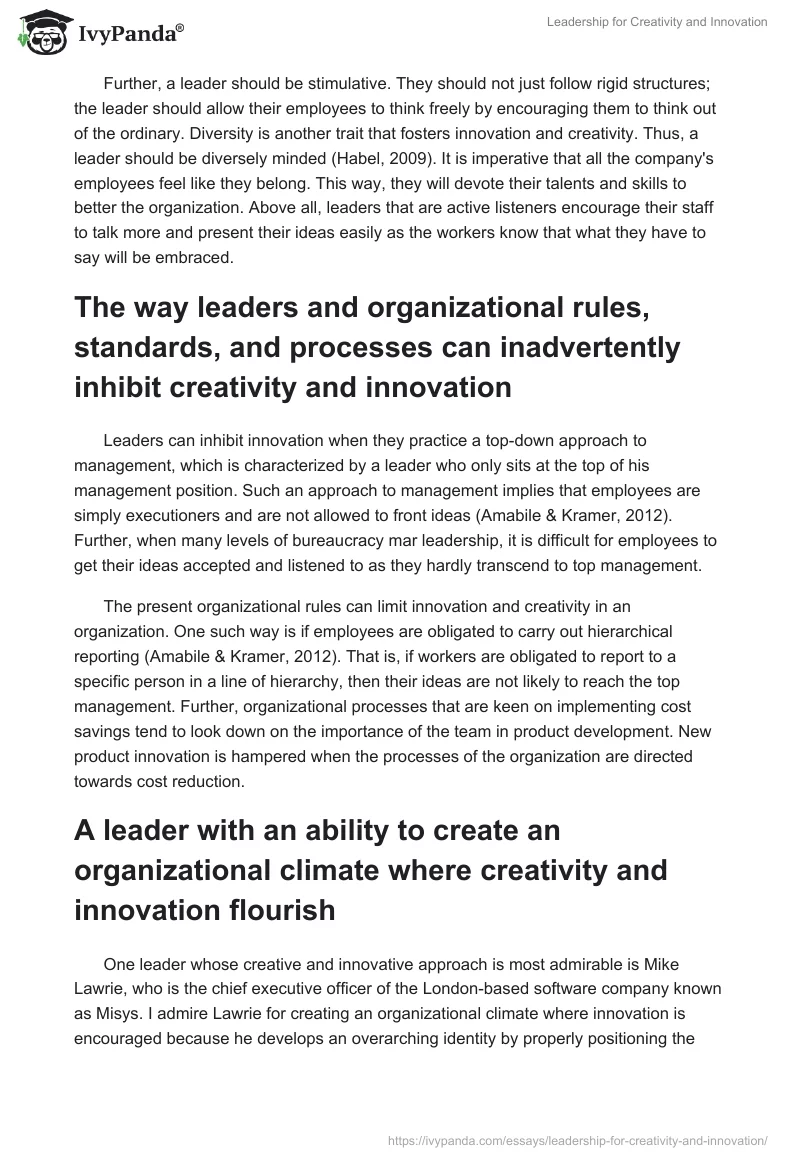 Leadership for Creativity and Innovation. Page 2