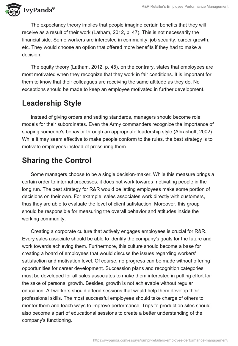 R&R Retailer's Employee Performance Management. Page 3