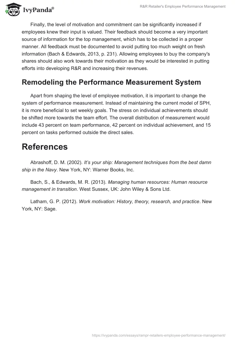 R&R Retailer's Employee Performance Management. Page 4