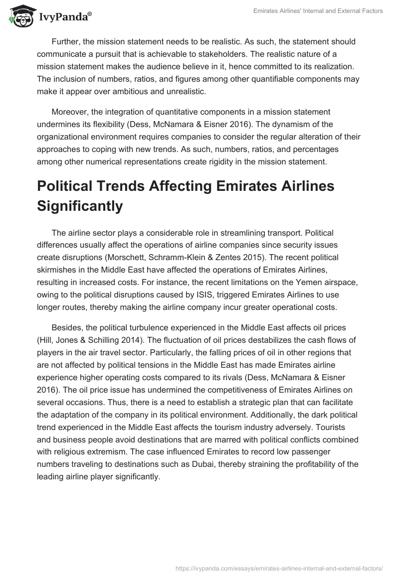 Emirates Airlines' Internal and External Factors. Page 2