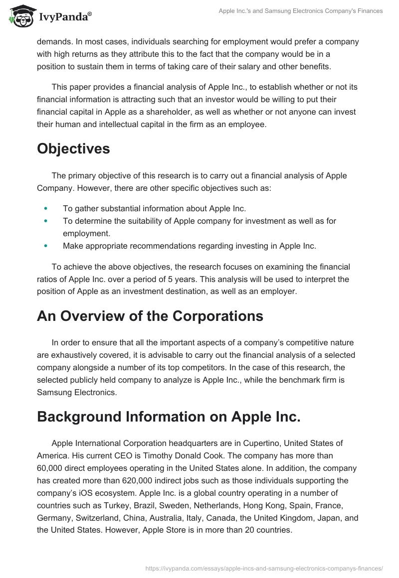 Apple Inc.'s and Samsung Electronics Company's Finances. Page 2