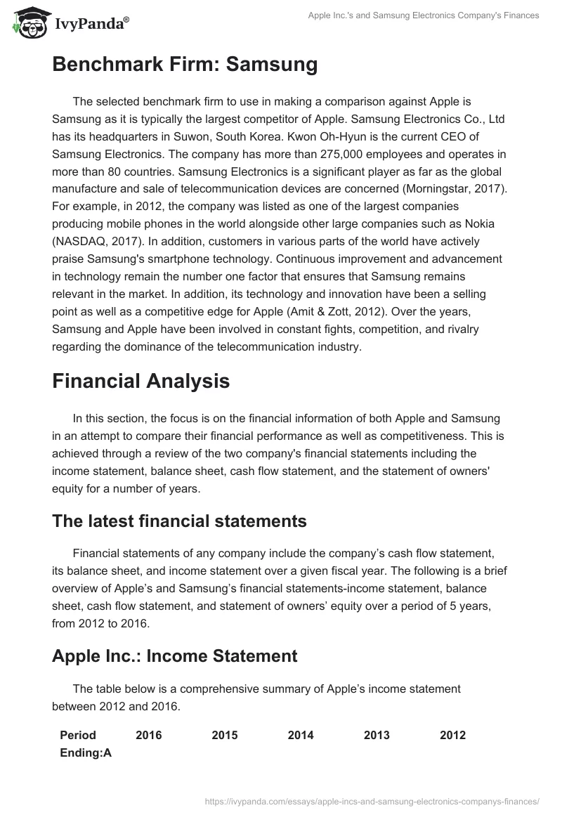 Apple Inc.'s and Samsung Electronics Company's Finances. Page 4