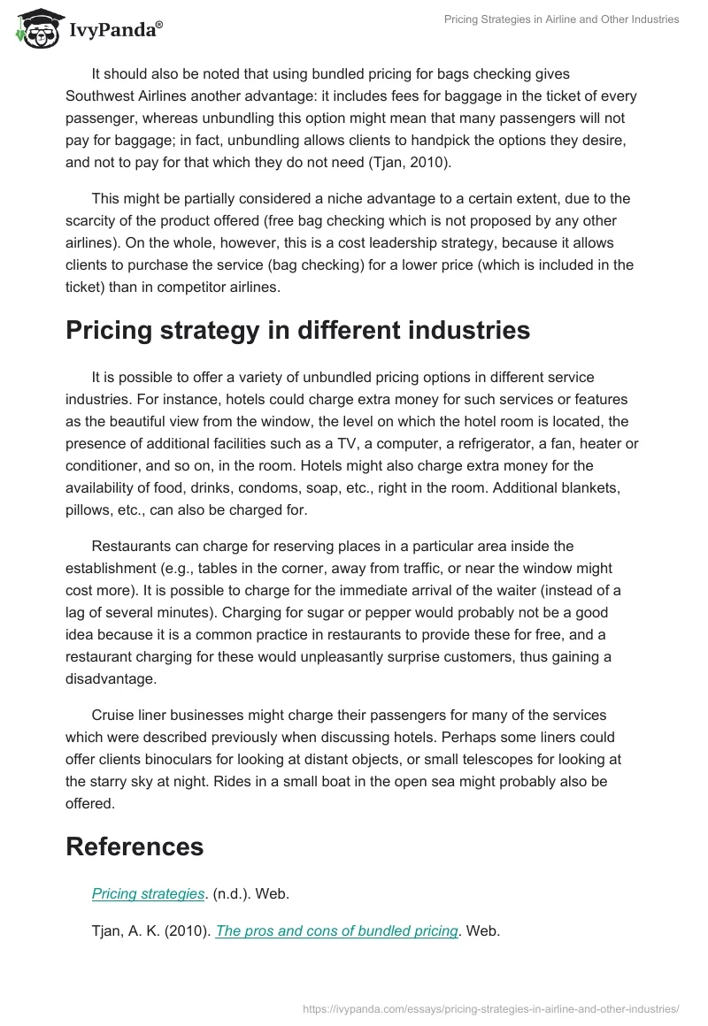 Pricing Strategies in Airline and Other Industries. Page 2