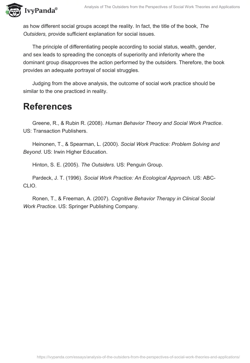 Analysis of The Outsiders From the Perspectives of Social Work Theories and Applications. Page 4