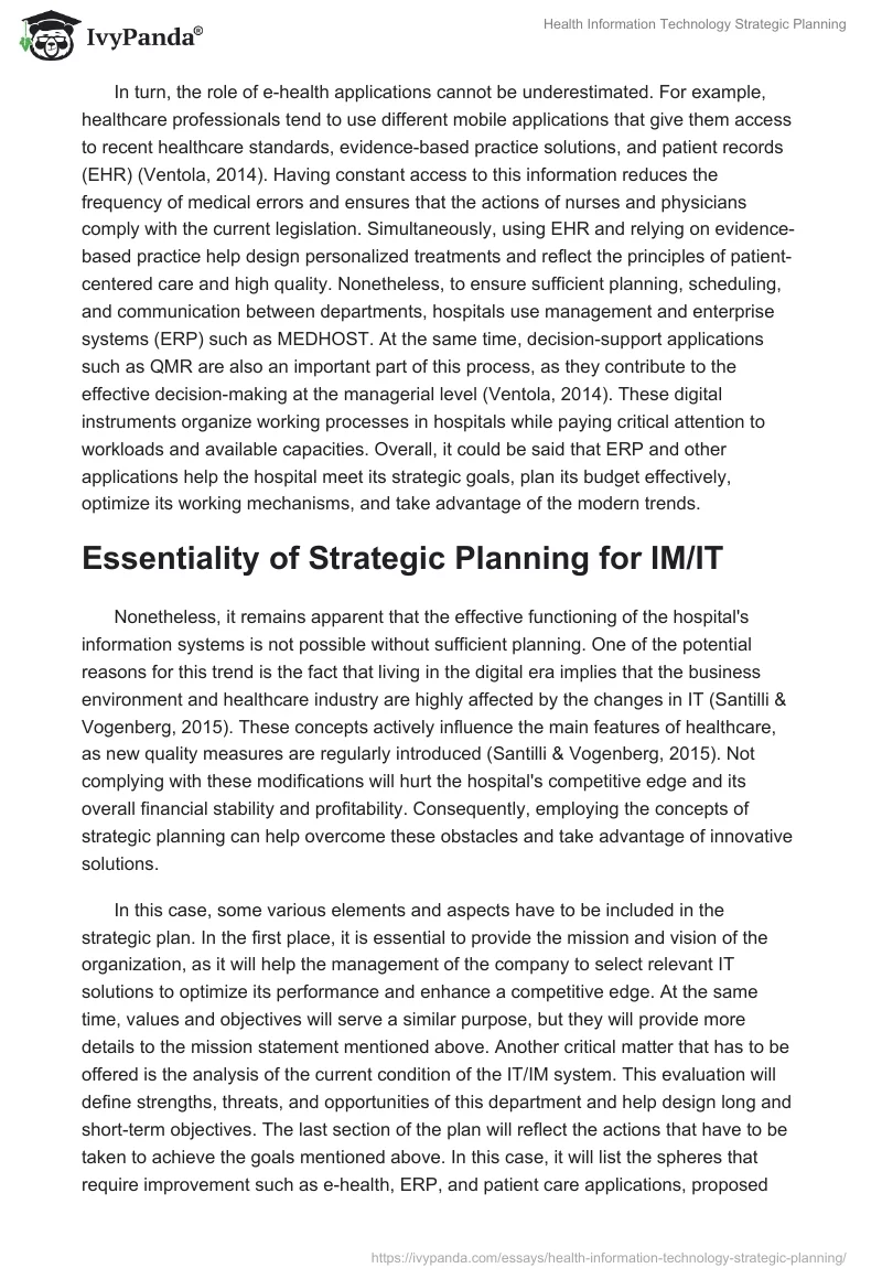 Health Information Technology Strategic Planning. Page 2