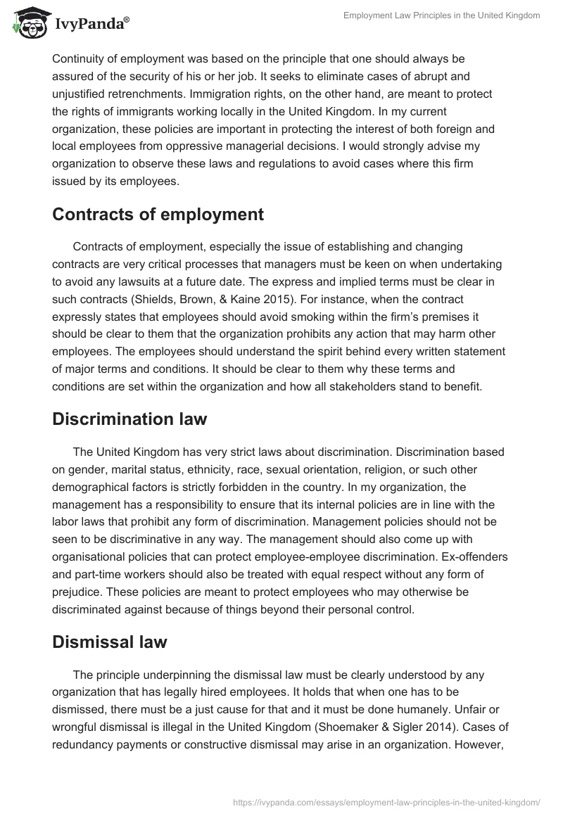 Employment Law Principles in the United Kingdom. Page 2
