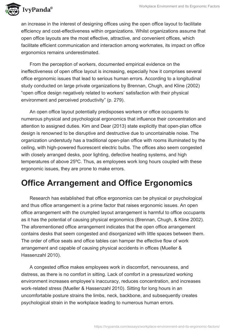 Workplace Environment and Its Ergonomic Factors. Page 2