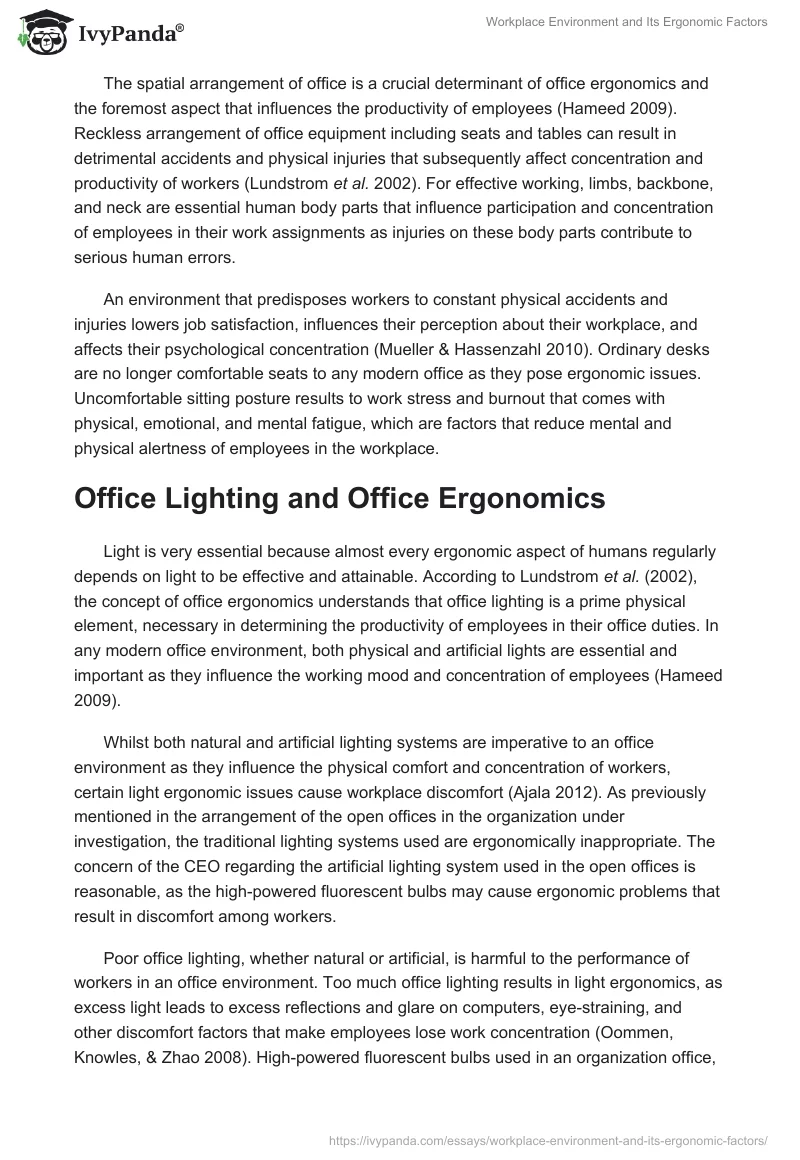 Workplace Environment and Its Ergonomic Factors. Page 3