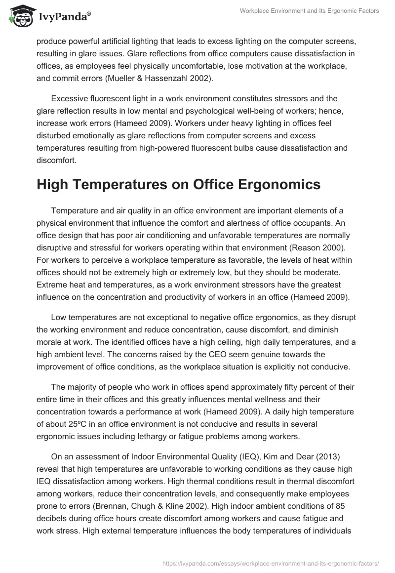 Workplace Environment and Its Ergonomic Factors. Page 4