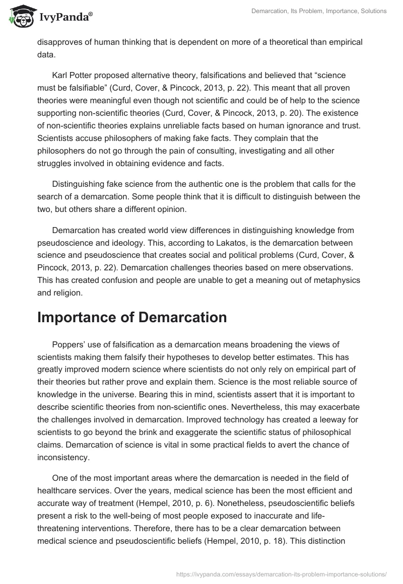 Demarcation, Its Problem, Importance, Solutions. Page 2