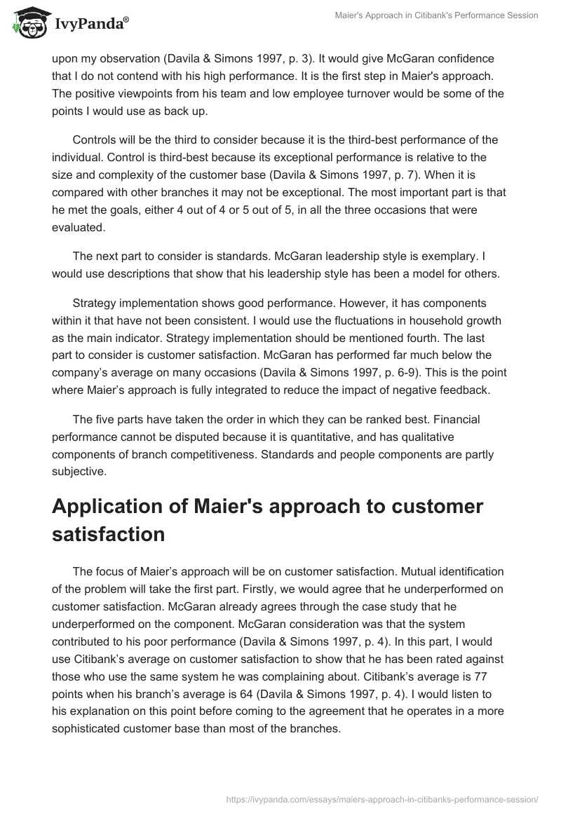 Maier's Approach in Citibank's Performance Session. Page 2