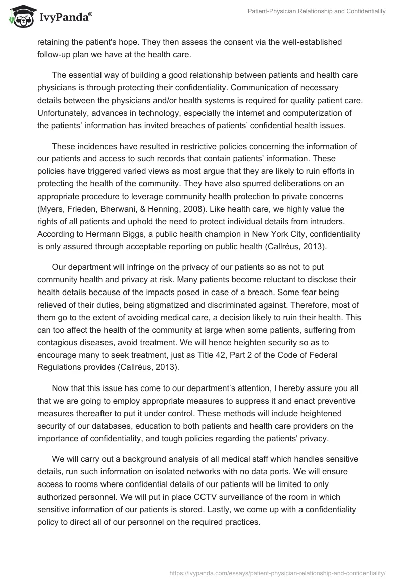 Patient-Physician Relationship and Confidentiality. Page 2