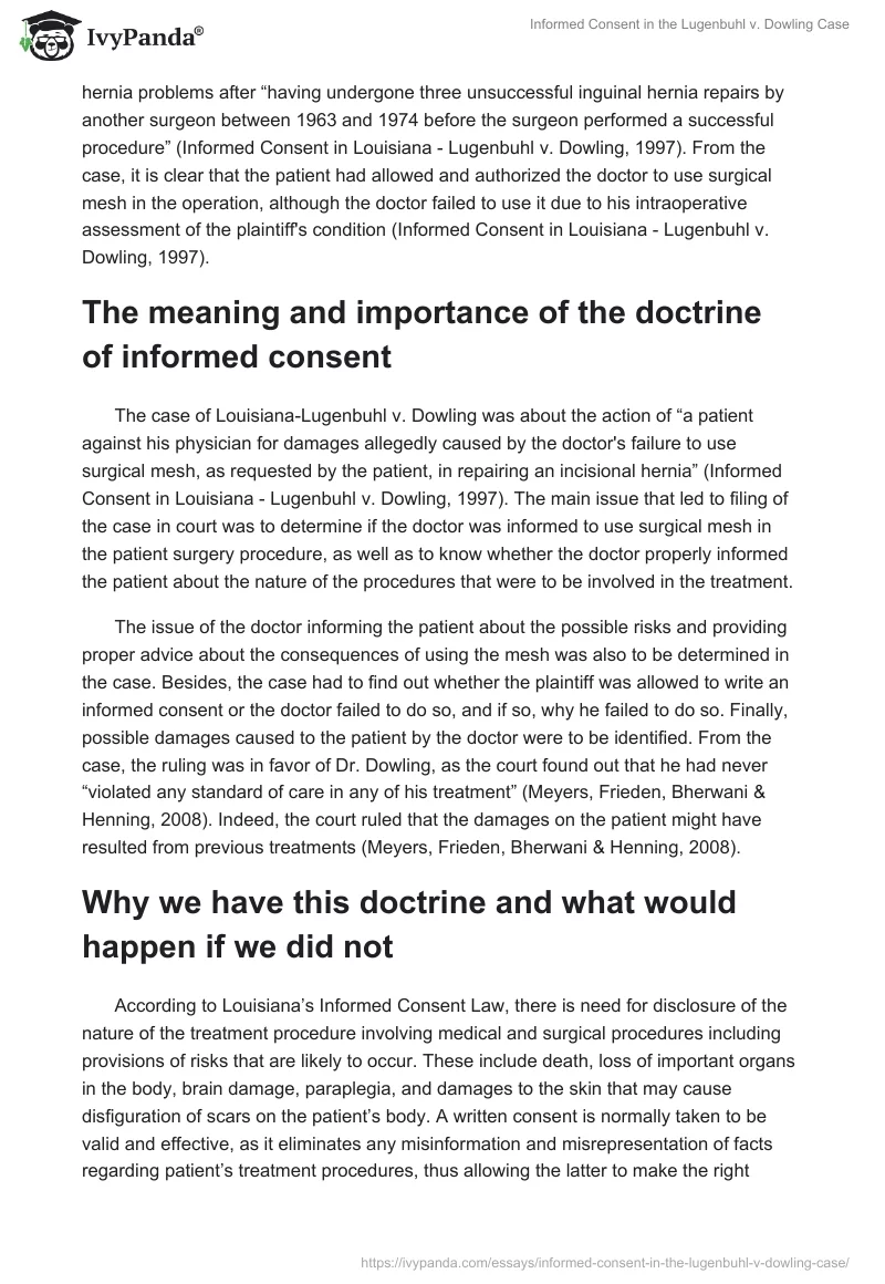 Informed Consent in the Lugenbuhl v. Dowling Case. Page 2